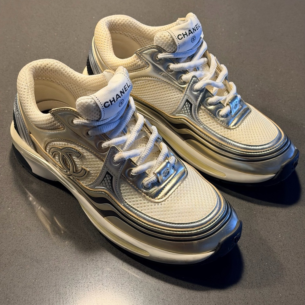 Chanel 24P Gold Metallic Sneakers EU 39